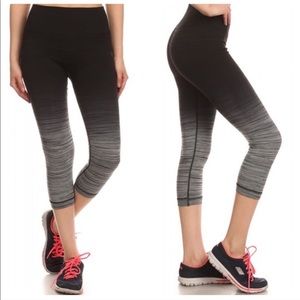 Black and Gray Ombre Capri Athletic Leggings